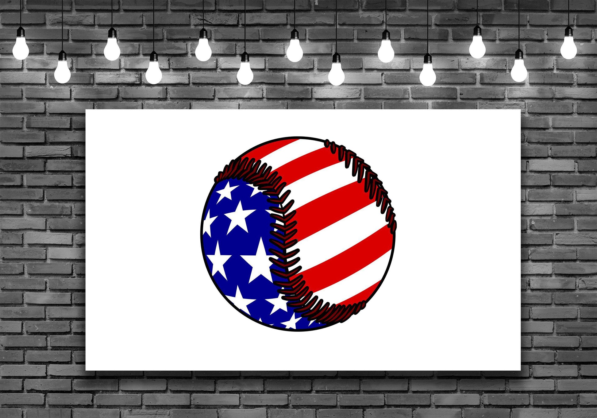 Red White Blue Baseball Wall Art Decal Sticker - Let's Print Big