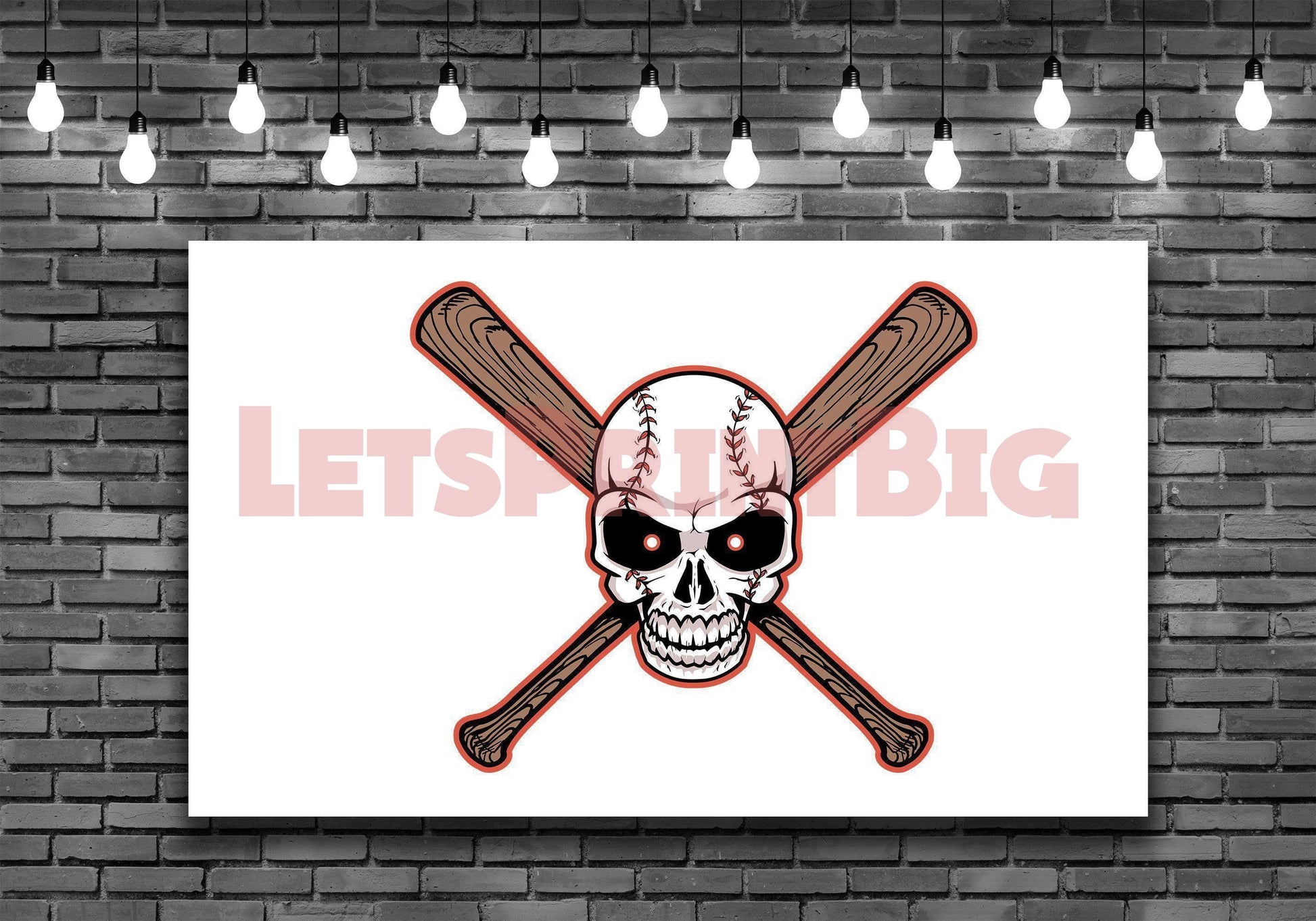 Baseball Skull Head Bats wall decals - Let's Print Big