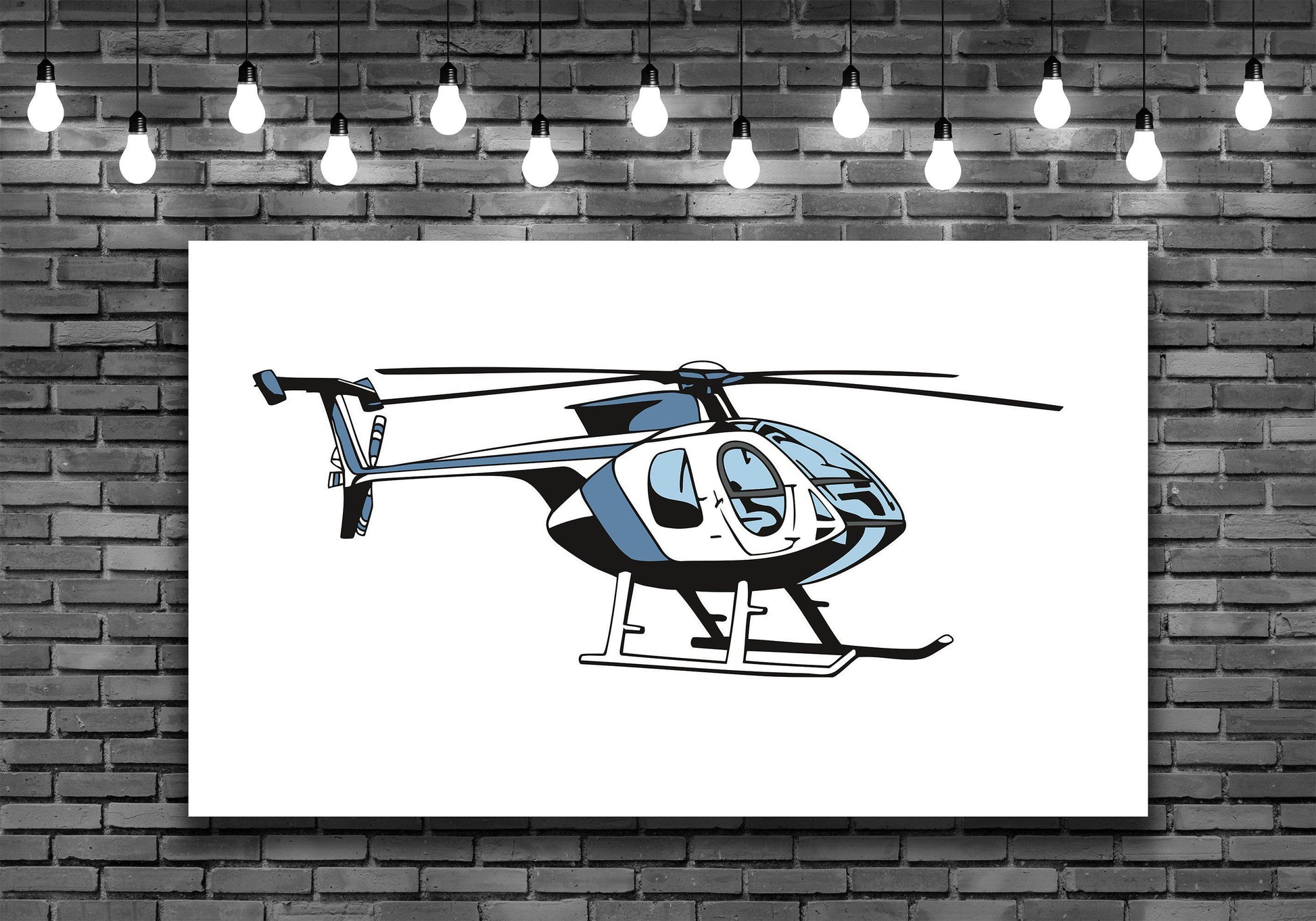 Giant Helicopter Bell Wall Art Decal Sticker - Let's Print Big