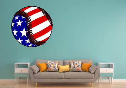 Red White Blue Baseball Wall Art Decal Sticker - Let's Print Big