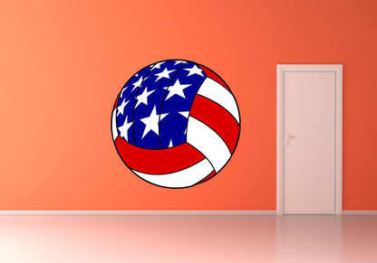 Red White Blue Volleyball Wall Art Decal Sticker - Let's Print Big