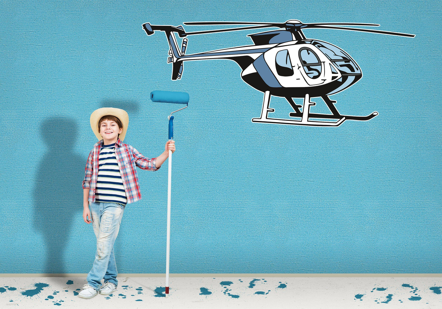 Giant Helicopter Bell Wall Art Decal Sticker - Let's Print Big