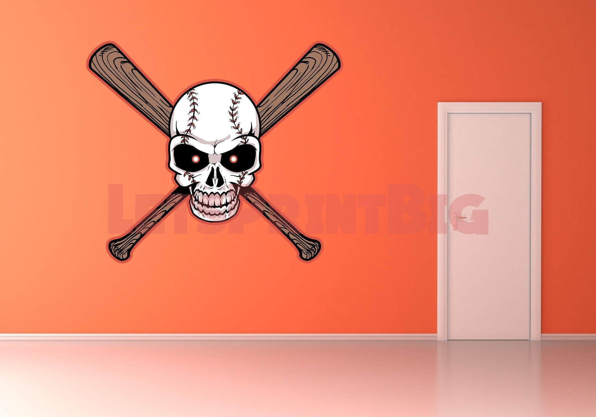 Baseball Skull Head Bats wall decals - Let's Print Big