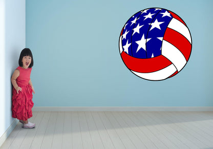 Red White Blue Volleyball Wall Art Decal Sticker - Let's Print Big
