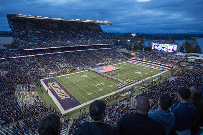 Washington Huskys Stadium Night Game American Flag Wall Mural