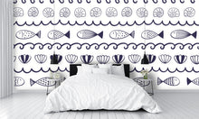 Waves, Fish, and Seashells Wall Mural