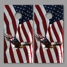 Waving American Flag Cross Flight Bald Eagle Design Cornhole Board Decal Wraps