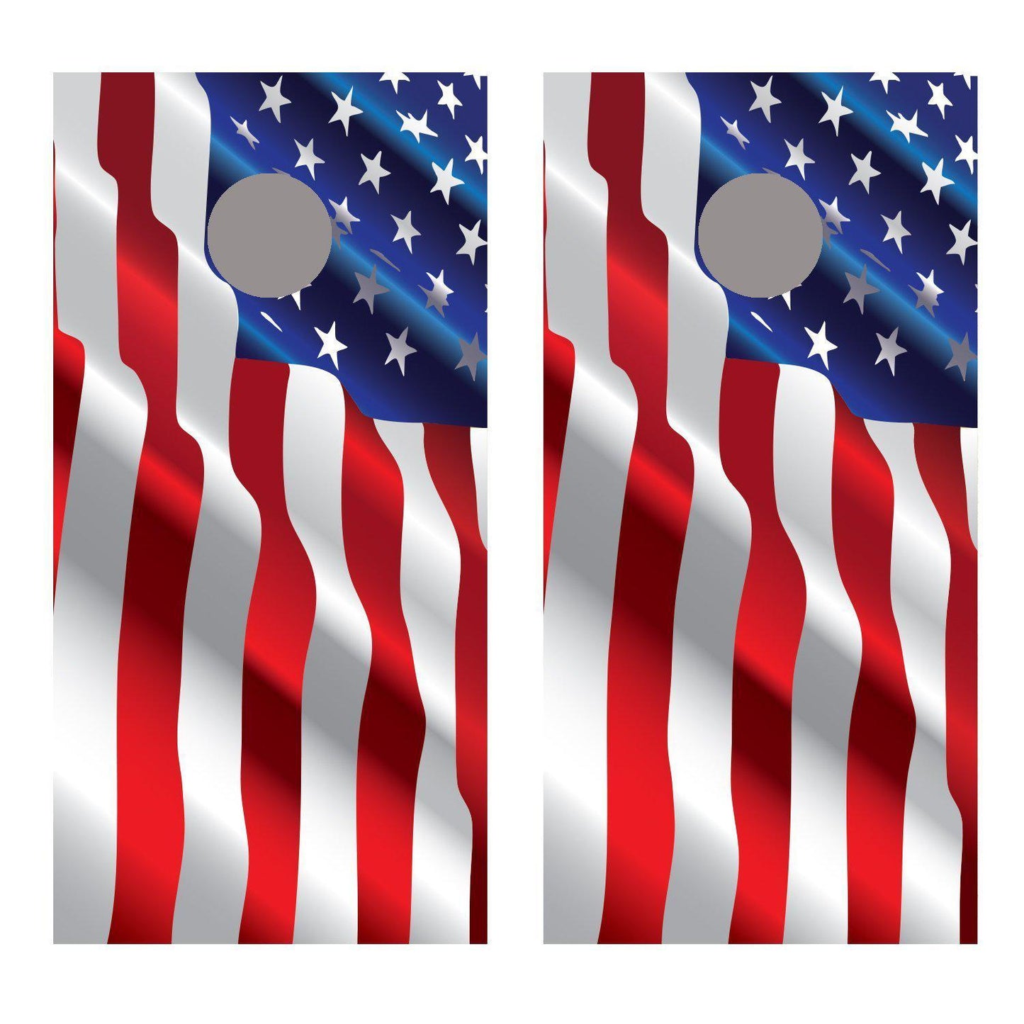 Waving American Flag Cornhole Board Decal Wrap Skins set