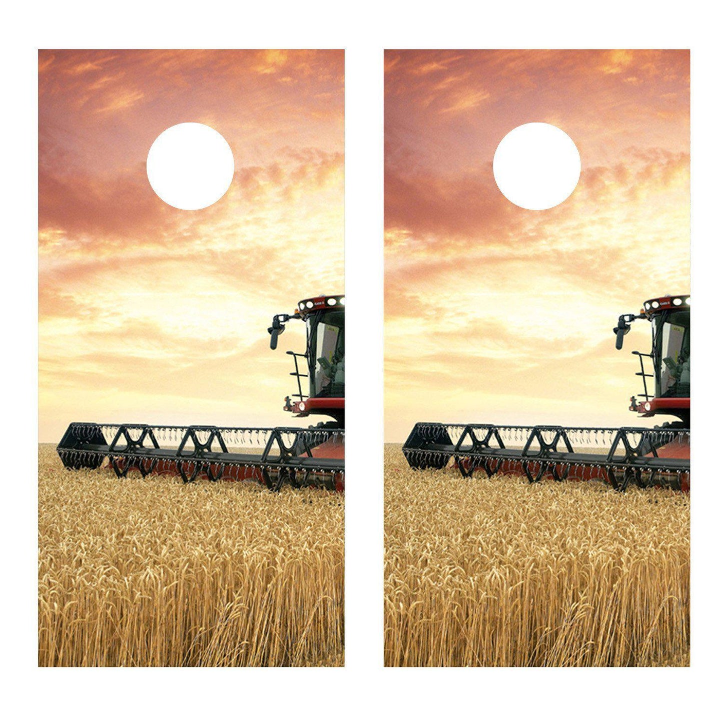 Wheat Harvest Field Scene Combine Farm Corn hole Decal Wrap- Let's Print Big