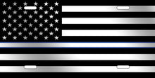 Thin White Line American Flag License Plate