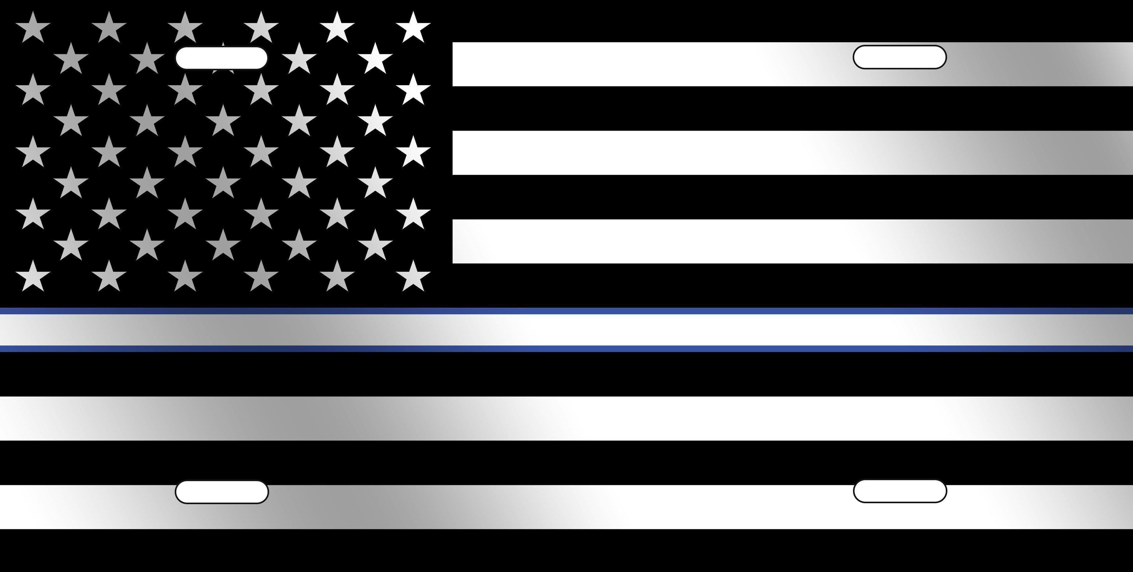 Thin White Line American Flag License Plate