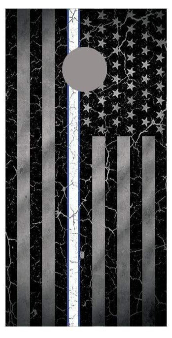 White Line Crackle American Flag Corn Hole Decal Wrap