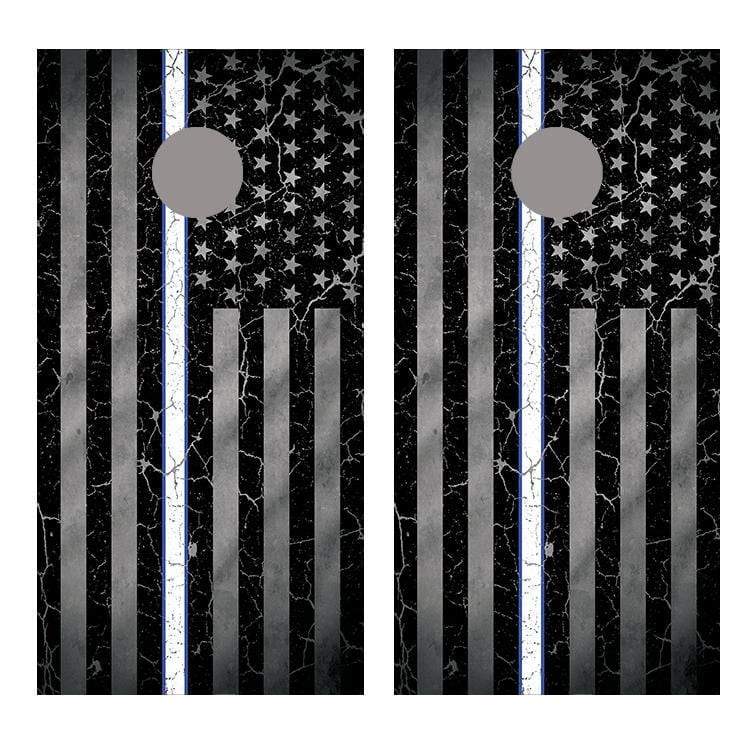 White Line Crackle American Flag Corn Hole Decal Wrap