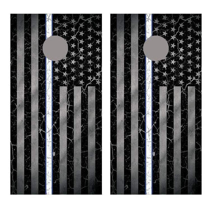 White Line Crackle American Flag Corn Hole Decal Wrap