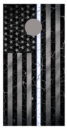 White Line Crackle Flipped American Flag Corn Hole Decal Wrap