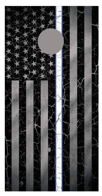 White Line Crackle Flipped American Flag Corn Hole Decal Wrap