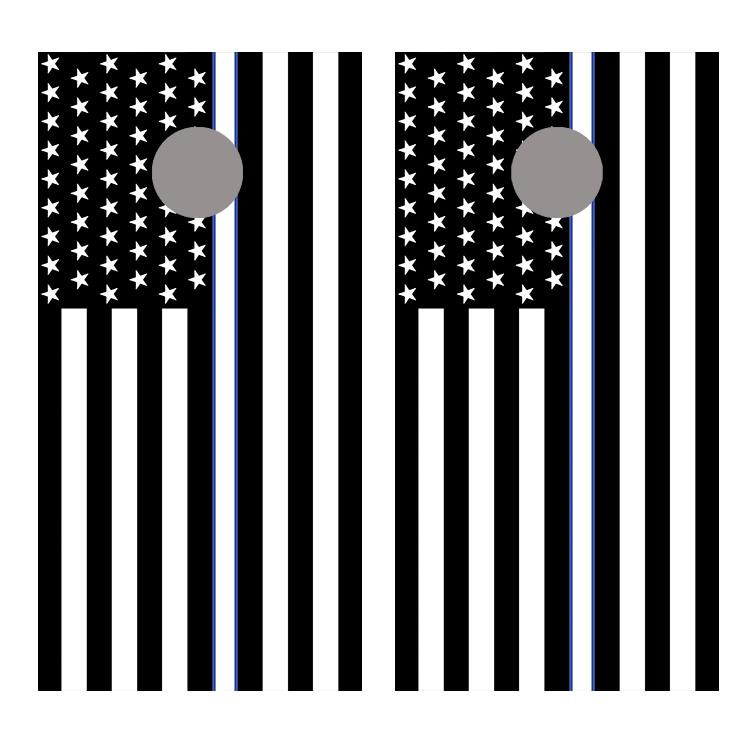 White Line Flipped American Flag Cornhole Board Decal Wraps