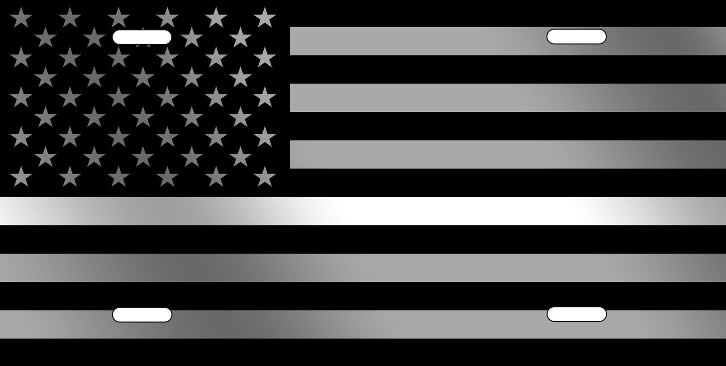 Thin White Line Type 2 American Flag License Plate