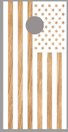 American Flag White Wood Background Corn Hole Decal Wrap