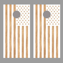 American Flag White Wood Background Corn Hole Decal Wrap