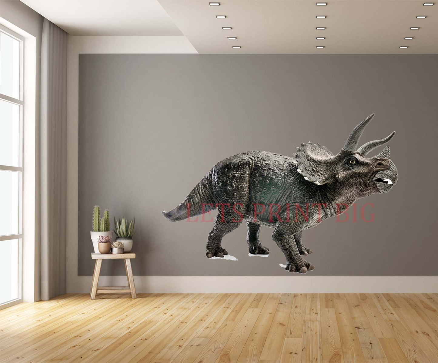 Wide Side view of Triceratops Wall Art Decal