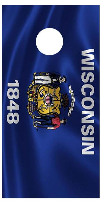Flag of Wisconsin Cornhole Board Decal Wraps