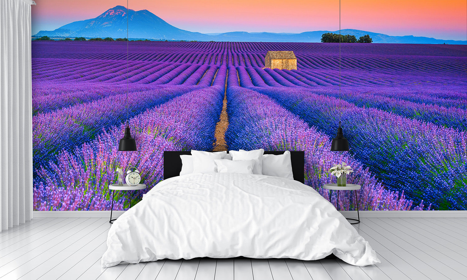 Wonderful Summer Landscape with Lavender Fields Wall Mural