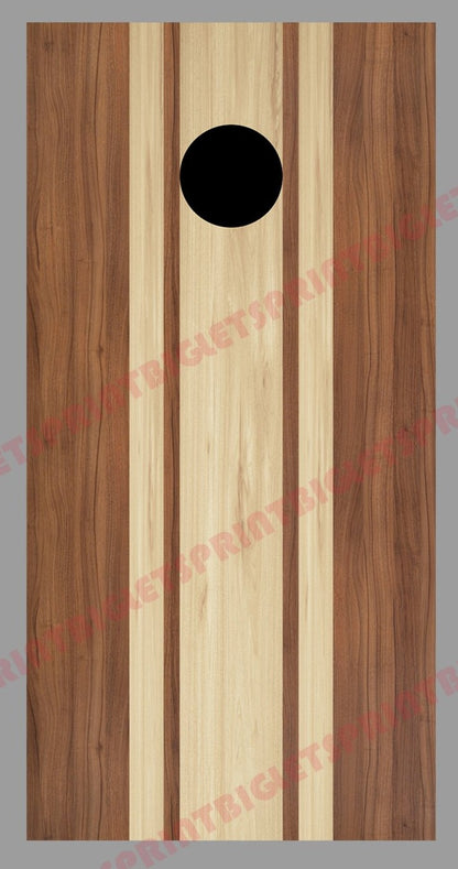 Wood Grain Design B Color Stripes Corn Hole Board Decal Wrap