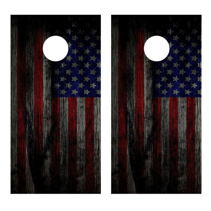 Wood Textured American Flag Corn hole Board Decal Wrap