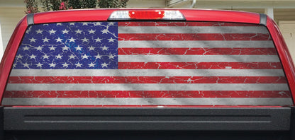 Worn American Flag Crackle Rear Window Decal