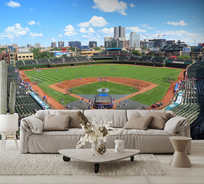 Wrigley Chicago Cubs B Wallpaper Baseball Diamond Mural