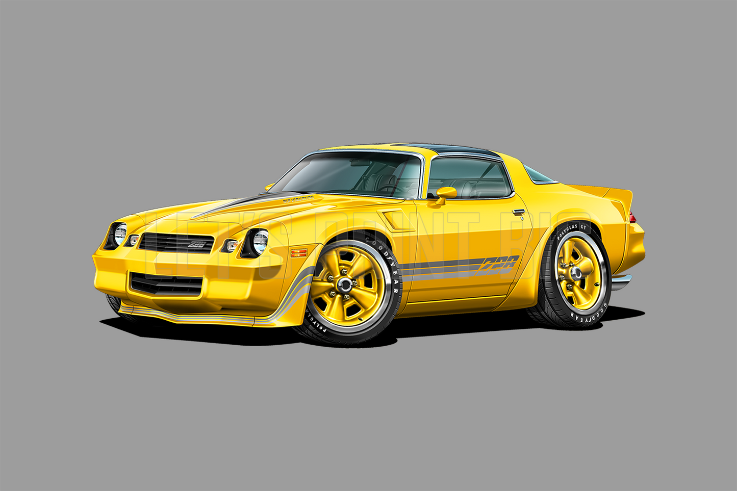 1981 Camaro T-Top Yellow Muscle Car Art Wall Decal