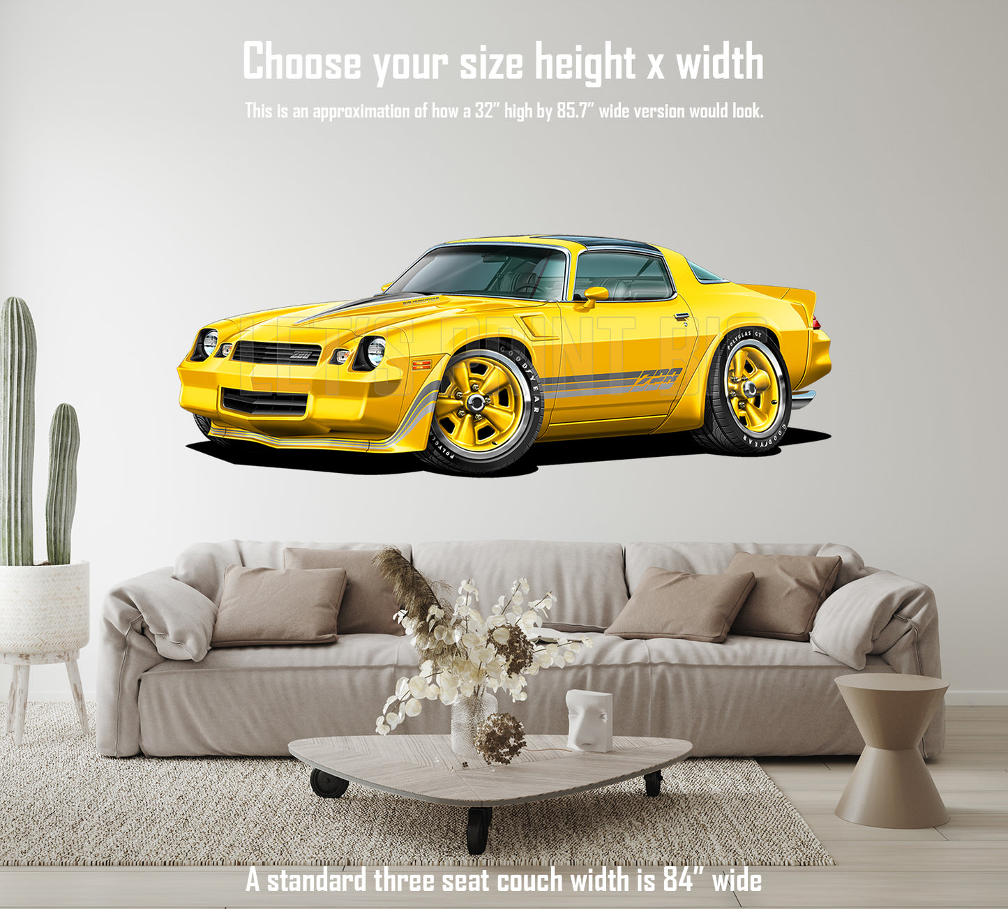 1981 Camaro T-Top Yellow Muscle Car Art Wall Decal