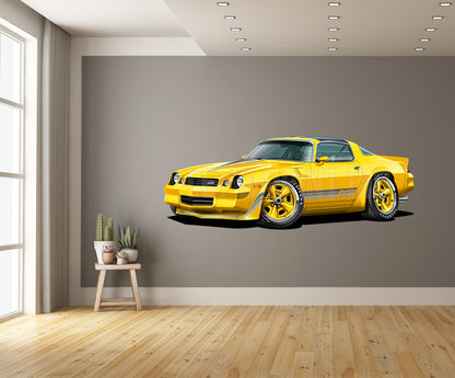 1981 Camaro T-Top Yellow Muscle Car Art Wall Decal