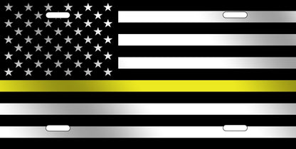 Thin Yellow Line American Flag License Plate