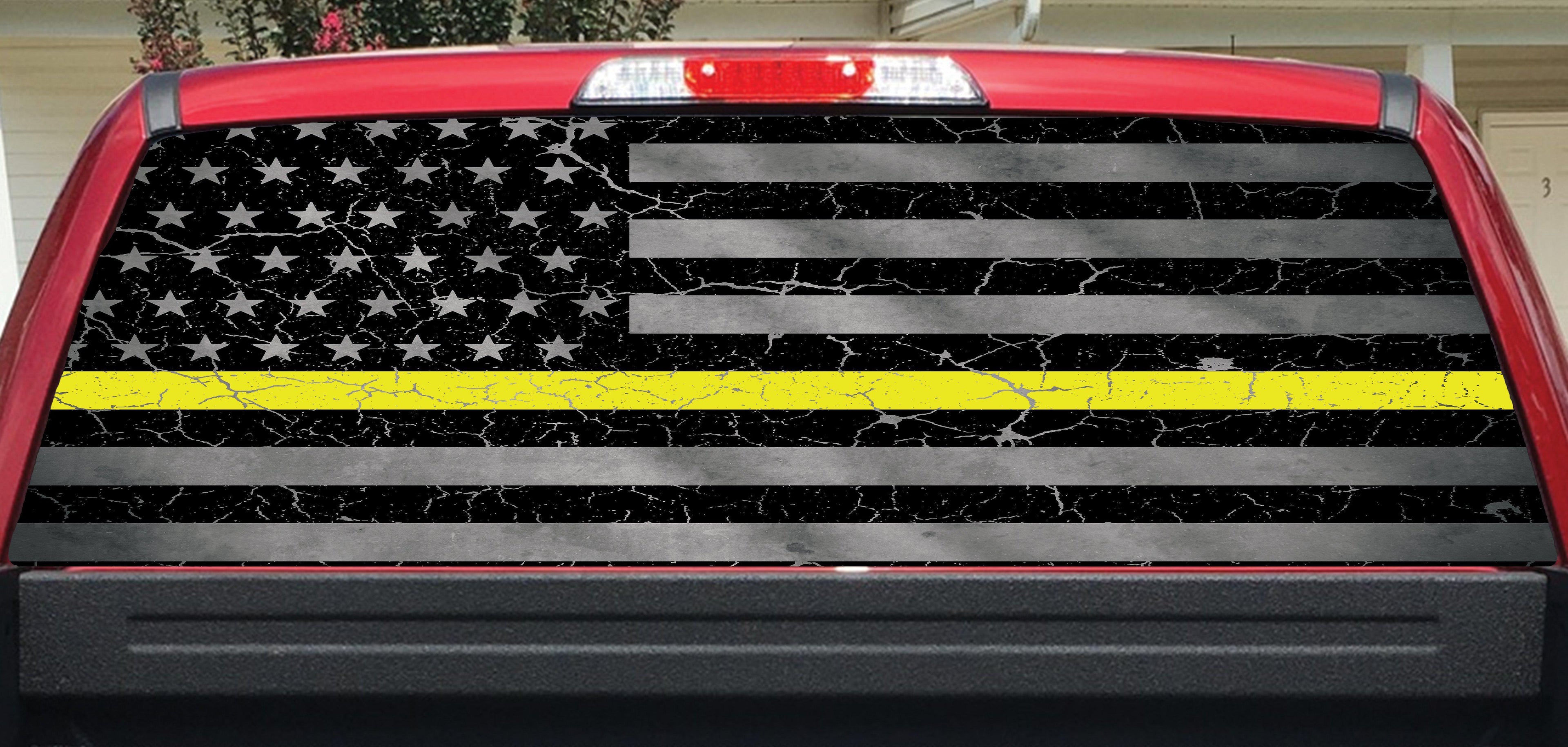 Yellow Line Crackle Rear Window Decal