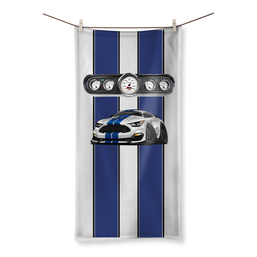 Mustang Hood Stripes Muscle Car Art Sublimation All Over Towel