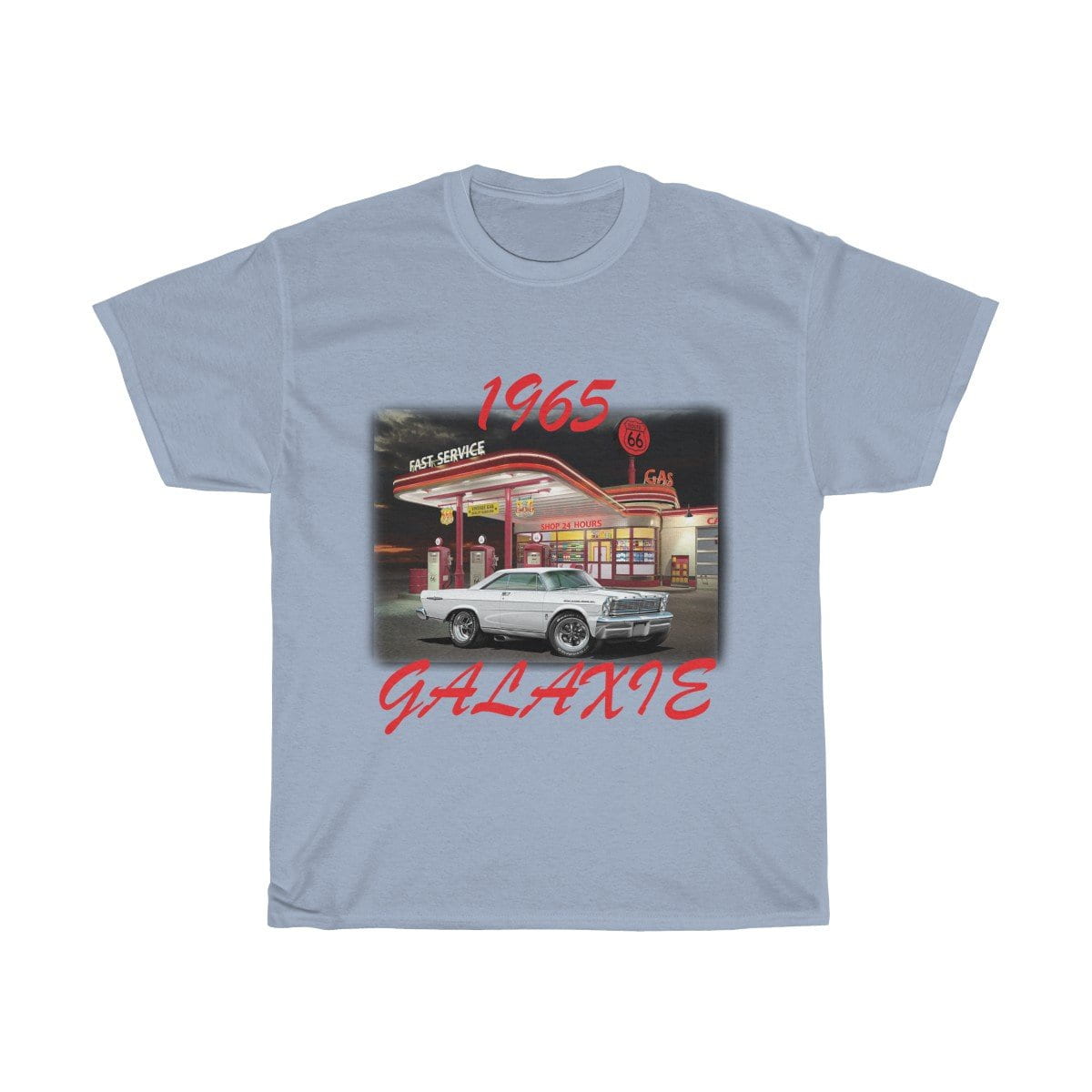 1965 Galaxie Muscle Car Art Route 66 Unisex Heavy Cotton Tee