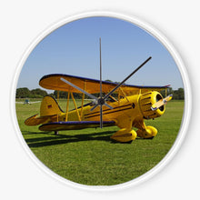 Yellow Waco Biplane 10 inch wall clock