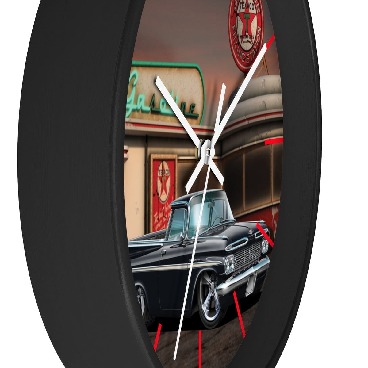 1959 El Camino Old Gas Station 2 Wall clock