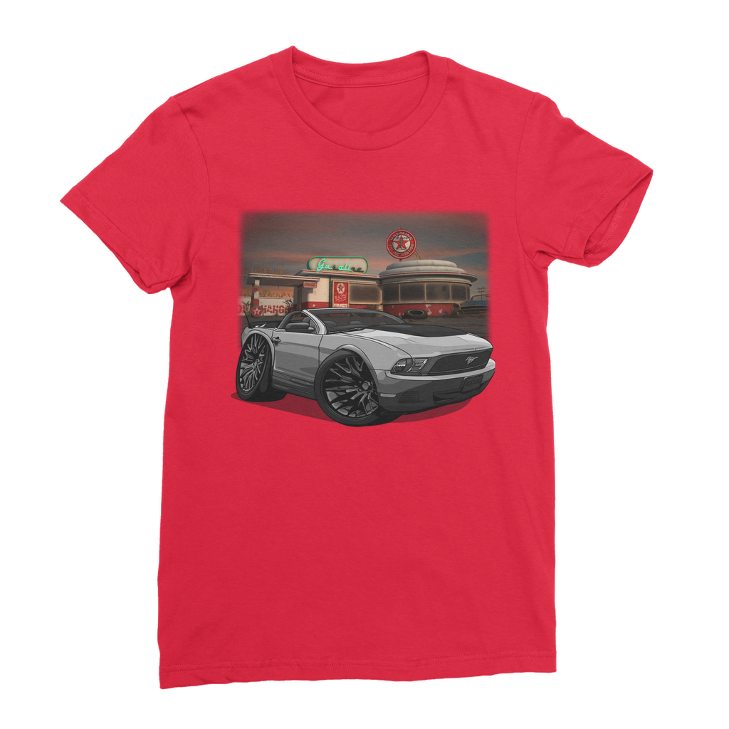 Convertible Mustang Gas Station 2 Premium Jersey Women's T-Shirt