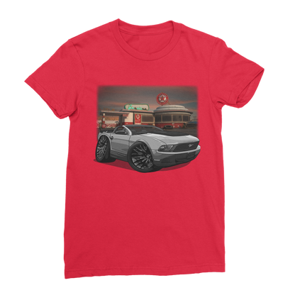 Convertible Mustang Gas Station 2 Premium Jersey Women's T-Shirt