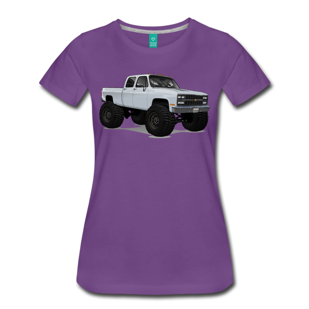 White Chevrolet 4x4 Crew Cab Pickup Truck Women’s Premium T-Shirt - purple