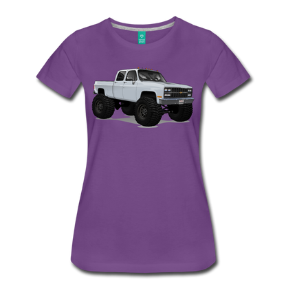 White Chevrolet 4x4 Crew Cab Pickup Truck Women’s Premium T-Shirt - purple