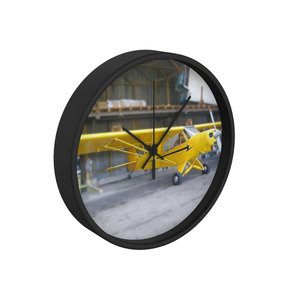 Yellow Piper Cub 10 inch wall clock
