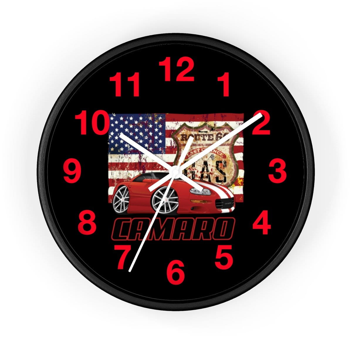 4th Generation Camaro Route 66 American Flag Wall clock