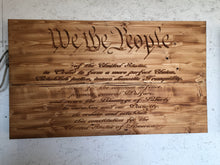 We The People Freedom Cabinet on Burnt accent wood/ Metal Art