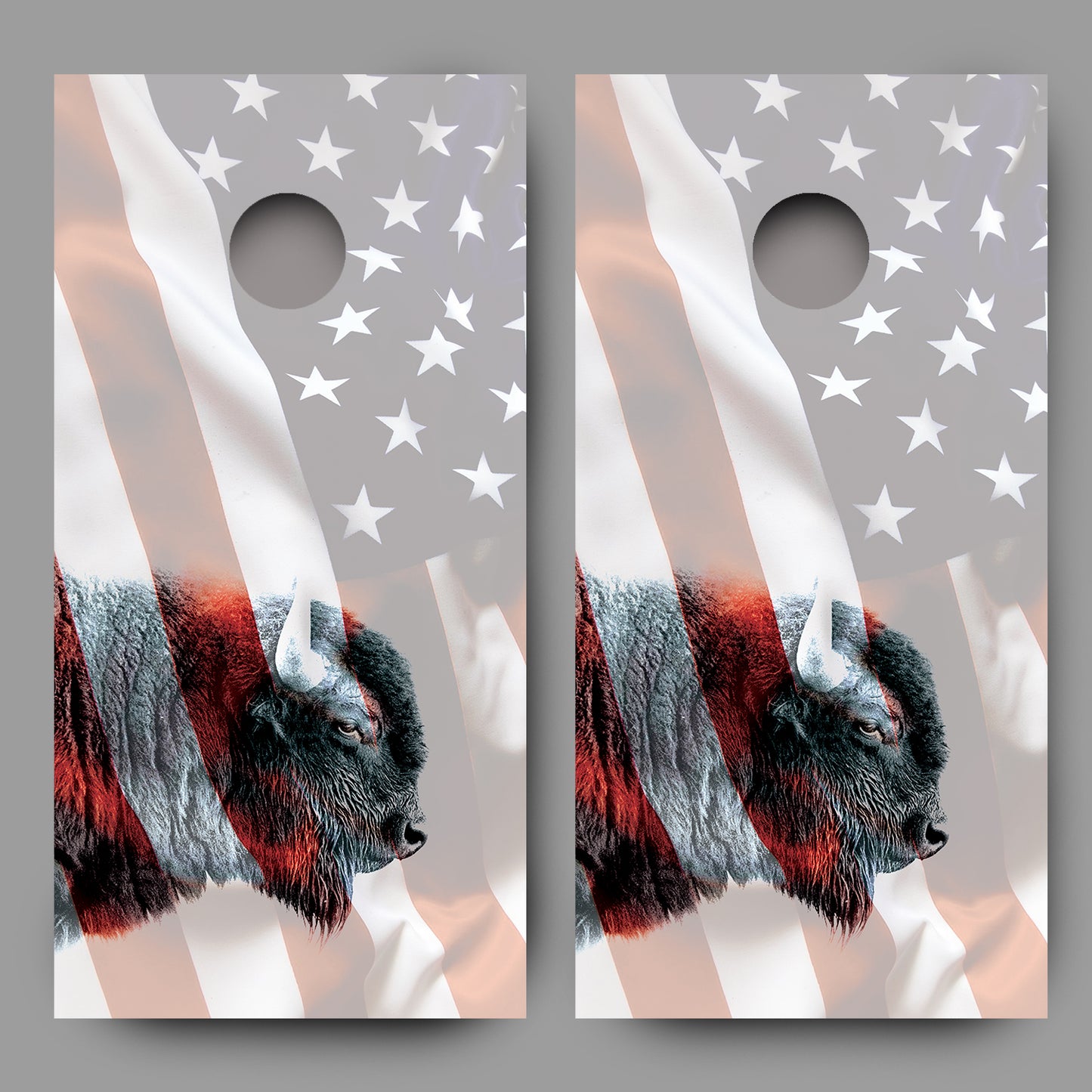 Sideview Buffalo with American Flag Cornhole Wrap