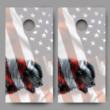 Sideview Buffalo with American Flag Cornhole Wrap