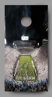 Beaver Football Stadium Whiteout Night Cornhole Board Decal Wrap
